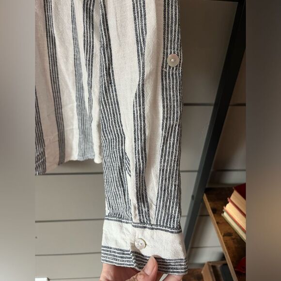 Orvis Classic Collection Long Sleeve Striped Linen Blend Button Down Shirt Sz M - Picture 8 of 11
